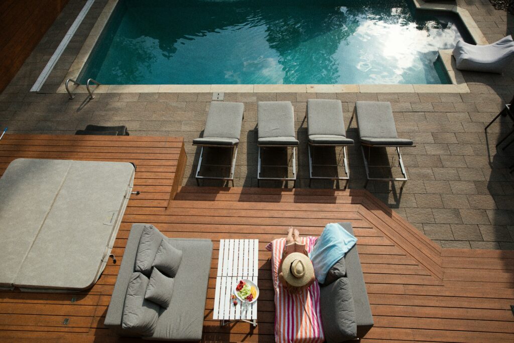 pool deck woodwork